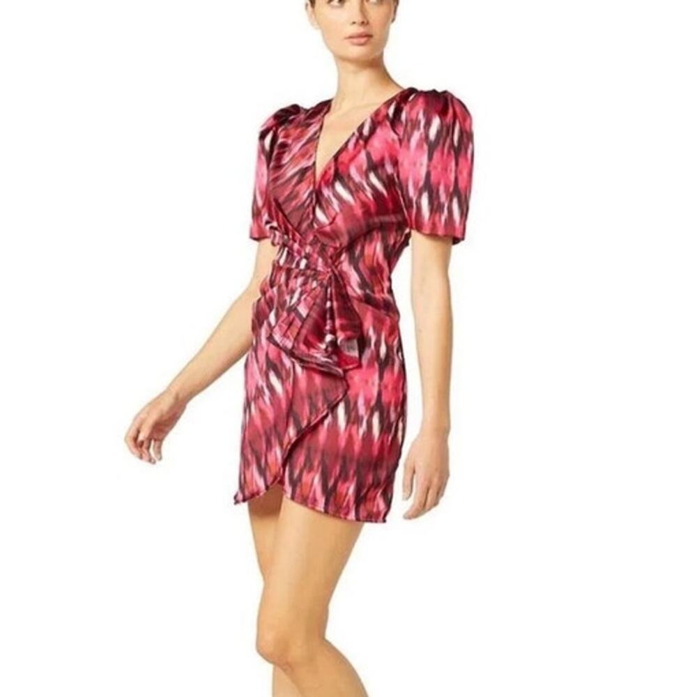 Misa Amina Satin Wrap Mini Dress Size XS